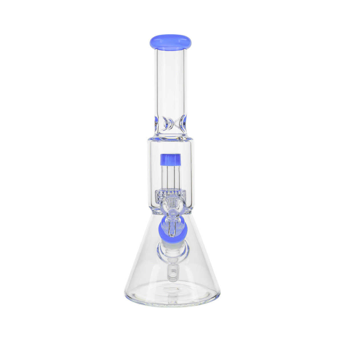 12" Color Trim Beaker Waterpipe w/ Percolator Chamber - Various Colors - High Life Goods - Milk Blue