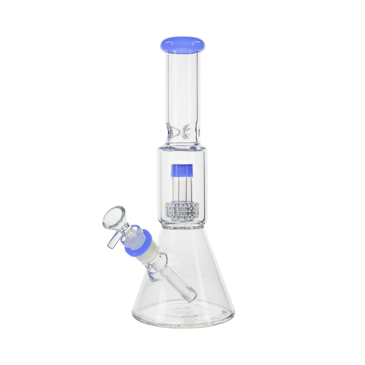 12" Color Trim Beaker Waterpipe w/ Percolator Chamber - Various Colors - High Life Goods - Milk Blue