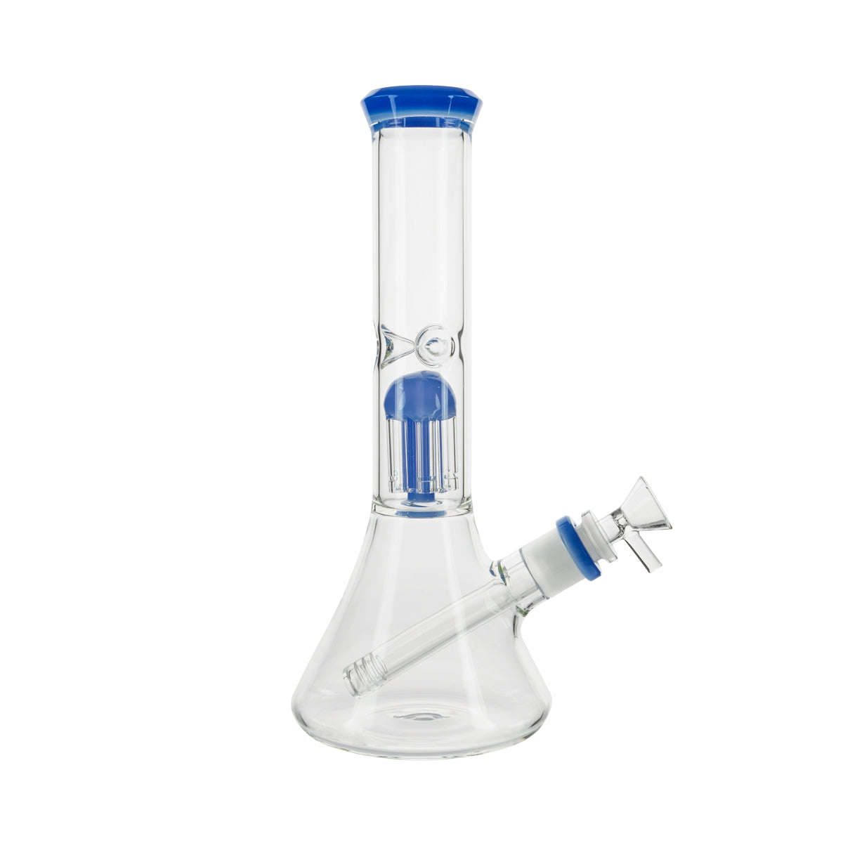 11" Color Trim Beaker Waterpipe w/ 6-Arm Tree Percolator - Blue - High Life Goods