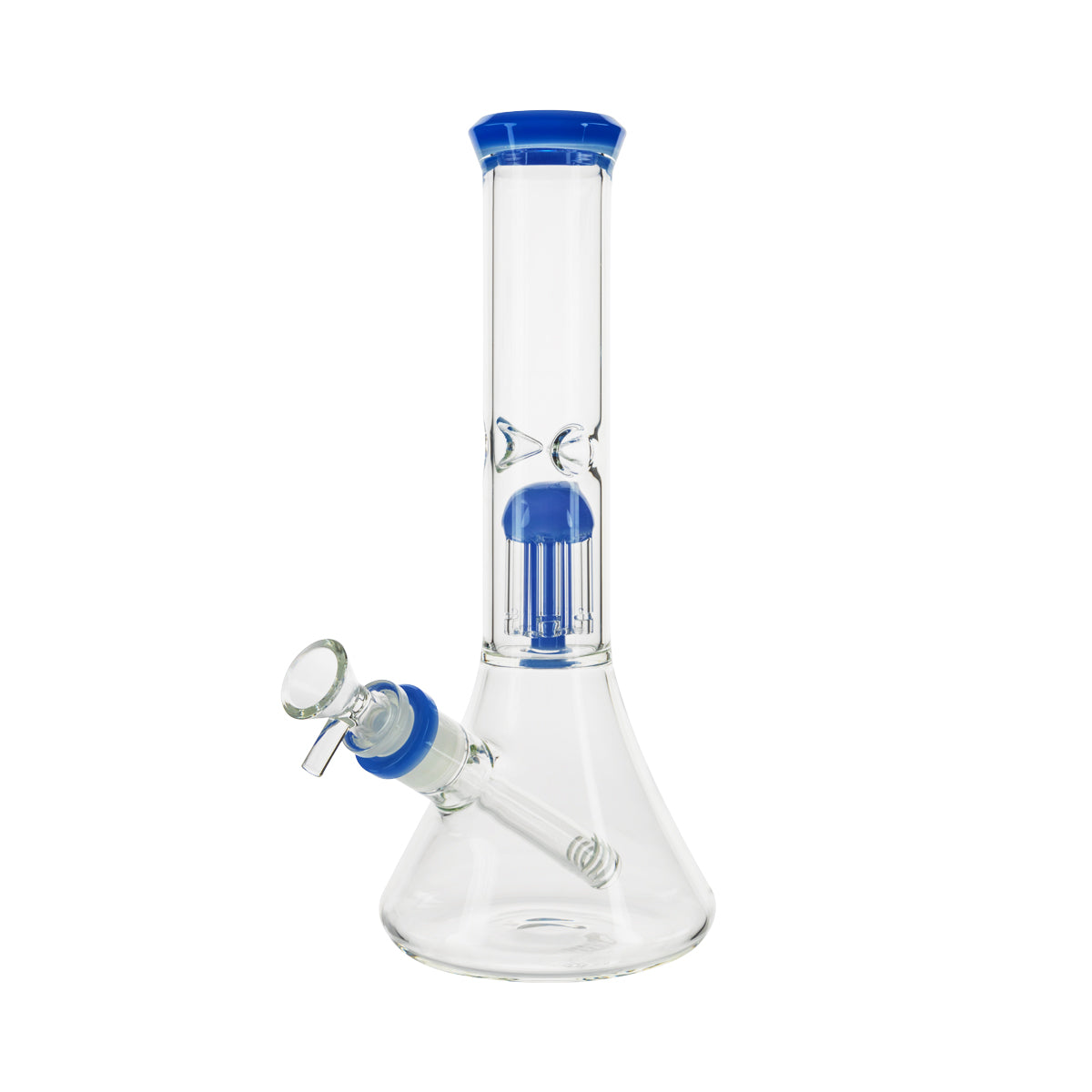 11" Color Trim Beaker Waterpipe w/ 6-Arm Tree Percolator - Blue - High Life Goods