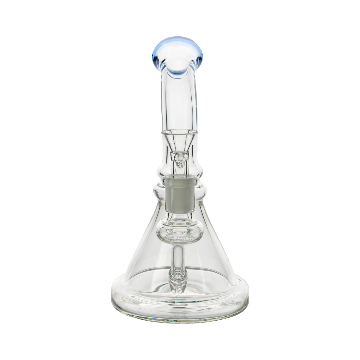 7" Color Trim Beaker Waterpipe w/ Built-In Downstem - Assorted Colors - High Life Goods