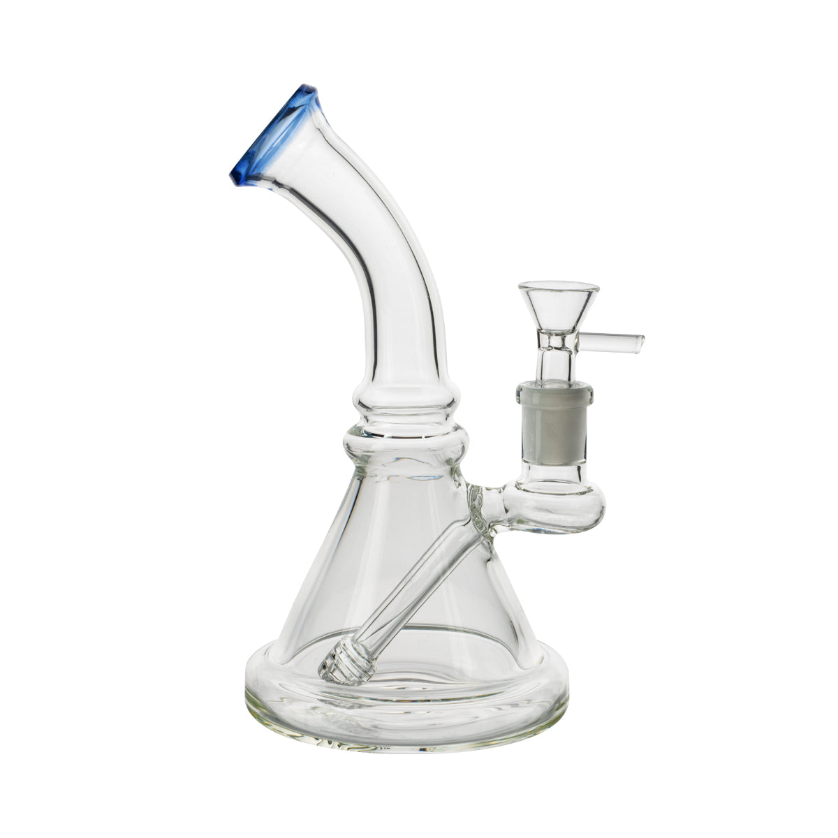 7" Color Trim Beaker Waterpipe w/ Built-In Downstem - Assorted Colors - High Life Goods