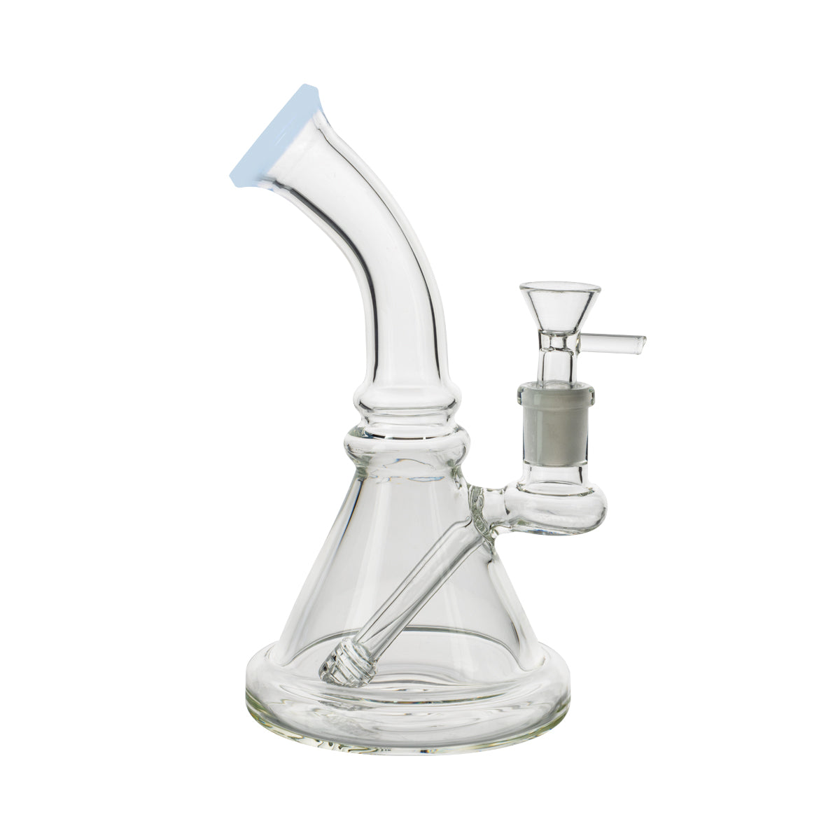 7" Color Trim Beaker Waterpipe w/ Built-In Downstem - Assorted Colors - High Life Goods