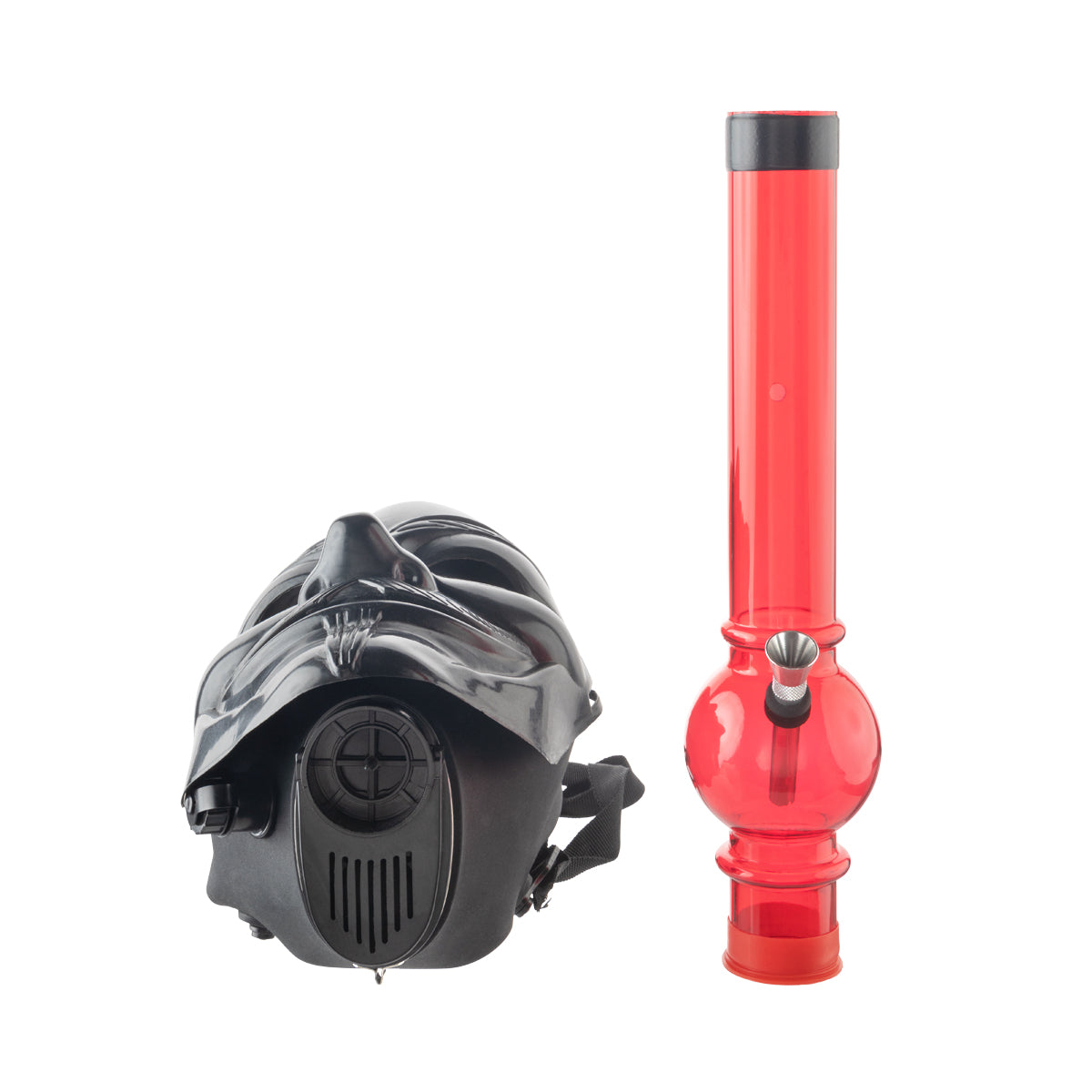 12" Guy Fawkes Gas Mask w/ Acrylic Waterpipe - Black - High Life Goods