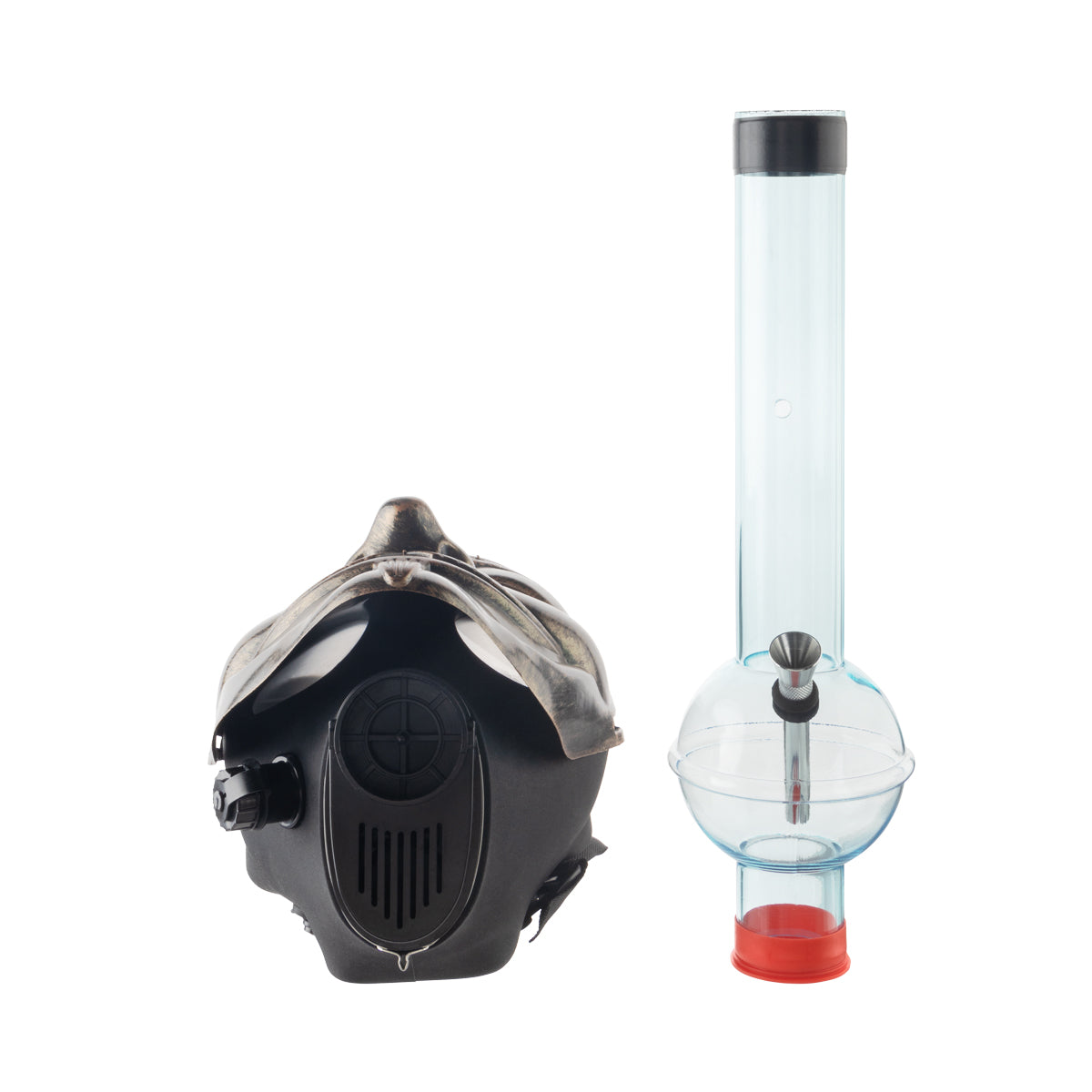 12" Guy Fawkes Gas Mask w/ Acrylic Waterpipe - Bronze - High Life Goods