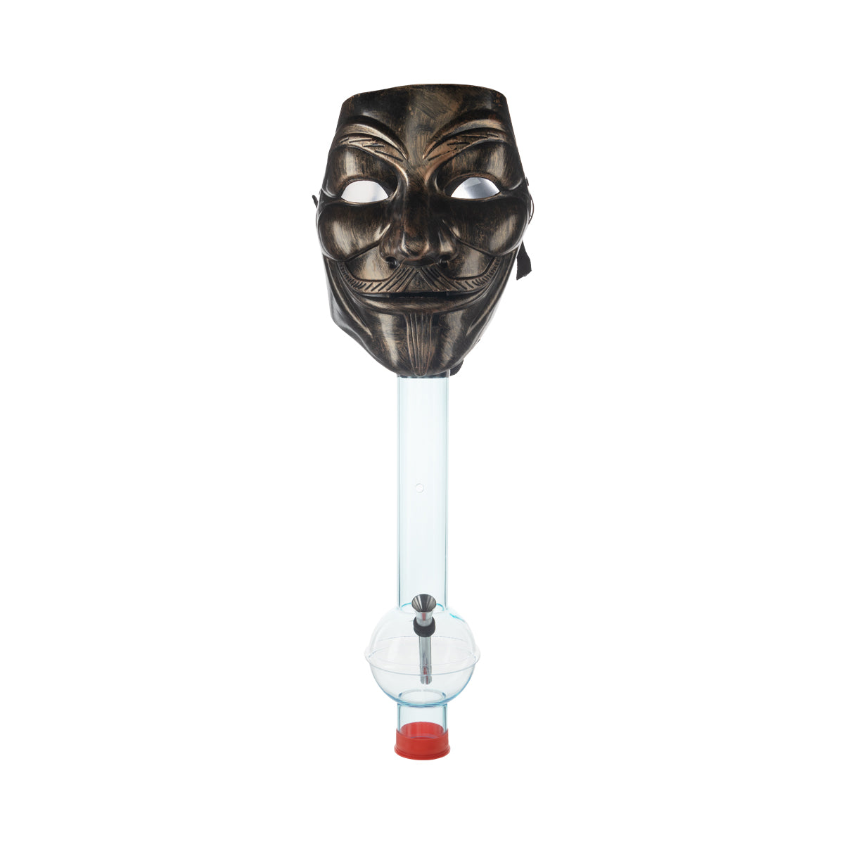 12" Guy Fawkes Gas Mask w/ Acrylic Waterpipe - Bronze - High Life Goods