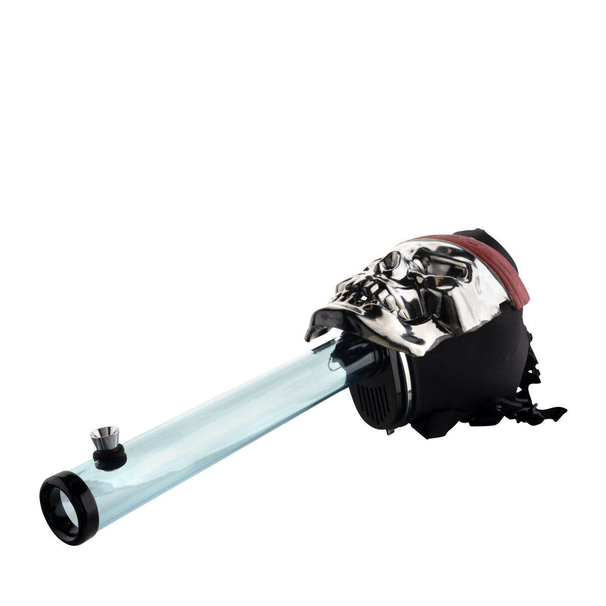 12" Skull & Bandana Gas Mask w/ Acrylic Steamroller - Silver - High Life Goods