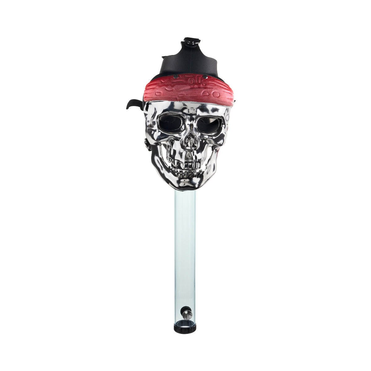 12" Skull & Bandana Gas Mask w/ Acrylic Steamroller - Silver - High Life Goods