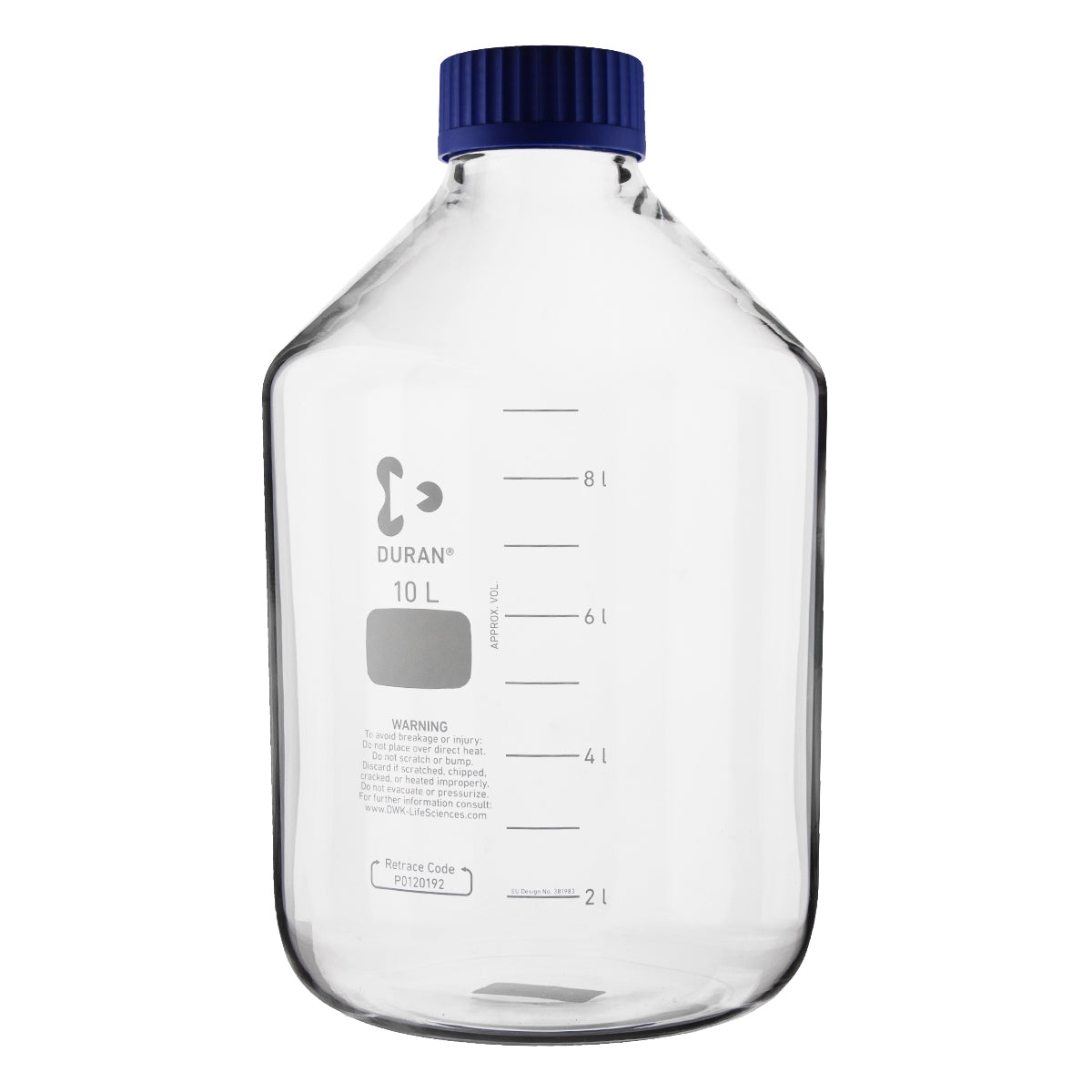 Schott DURAN® Laboratory Glass Bottle w/ Wide Mouth - 10000 mL - High Life Goods