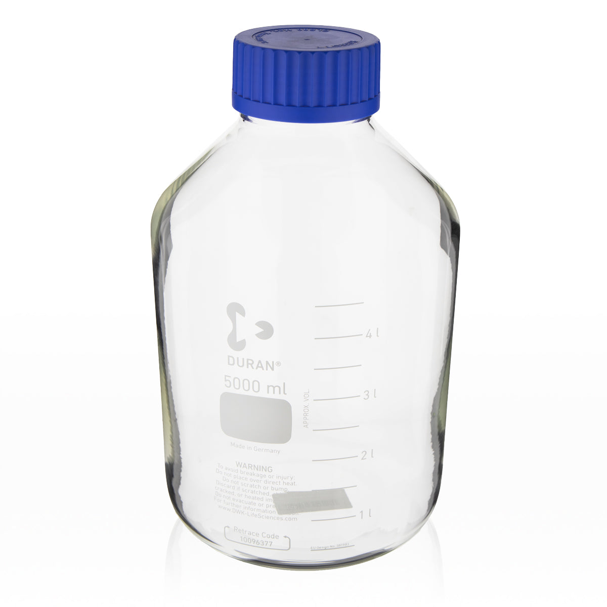 Schott DURAN® Laboratory Glass Bottle w/ Wide Mouth - 5000 mL - High Life Goods
