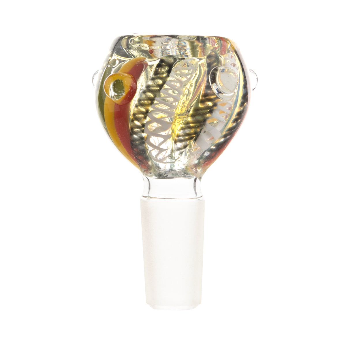 Rasta Stripe with White Lattacino Glass Bowl - 14mm Male - High Life Goods