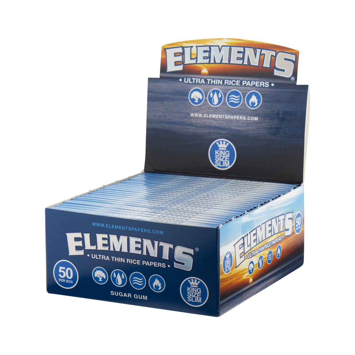 Elements King Size Ultra Thin Rice Rolling Paper - 50 Count High Life Goods