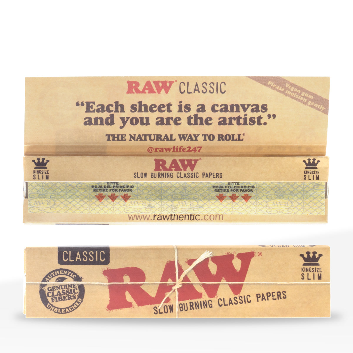 RAW® Classic King Slim Size Rolling Paper - 50 Count