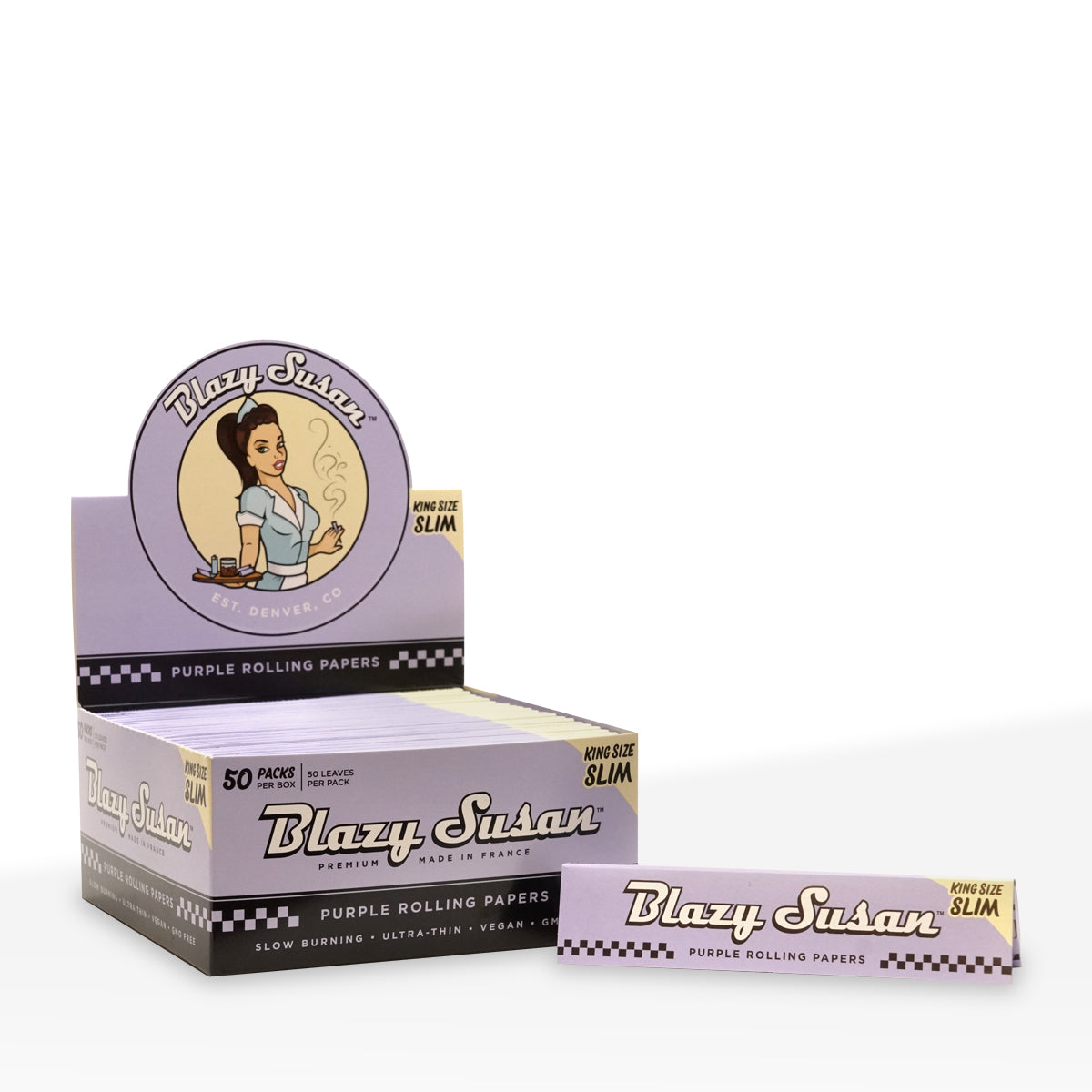 Blazy Susan Purple Rolling Papers King Size Slim - 50 Pack