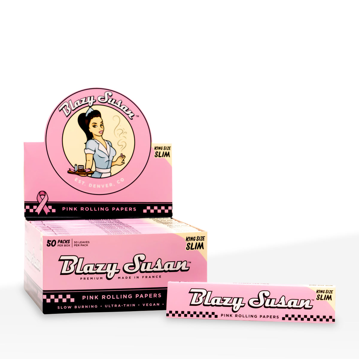 Blazy Susan Pink Rolling Papers King Size - 50 Pack