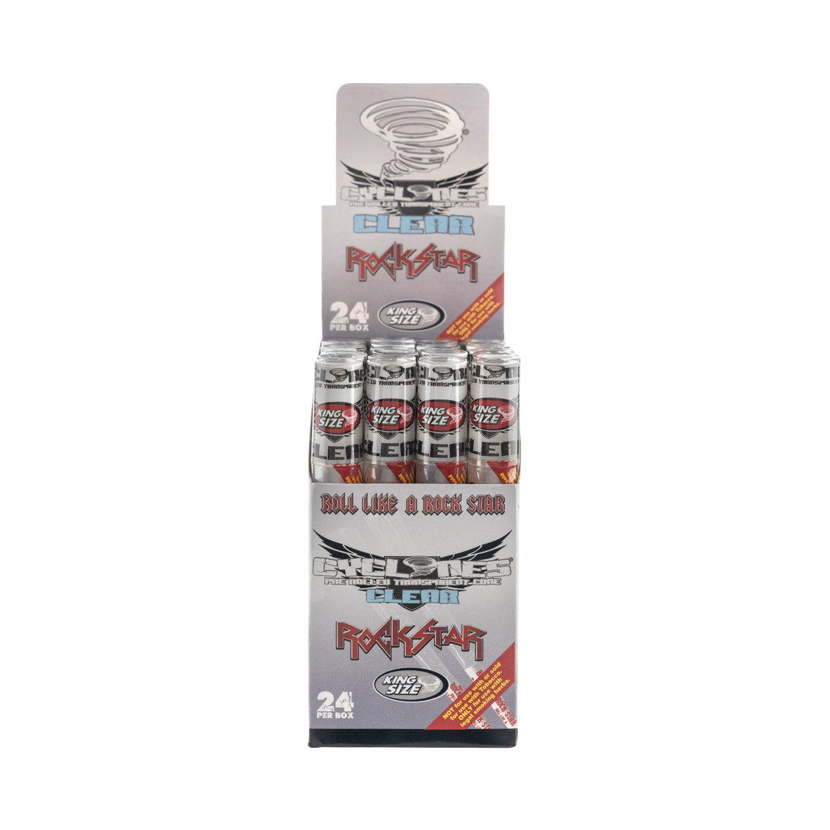 Cyclones 1X Clear Pre-Rolled King Size Cones - 24 Count Rock Star