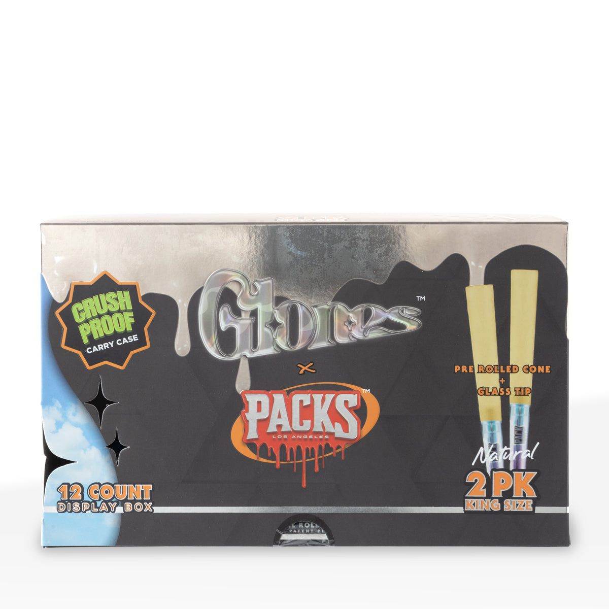 Glones x Packs Pre-Rolled King Size 2-Pack Cones w/ Glass Tip - 12 Count