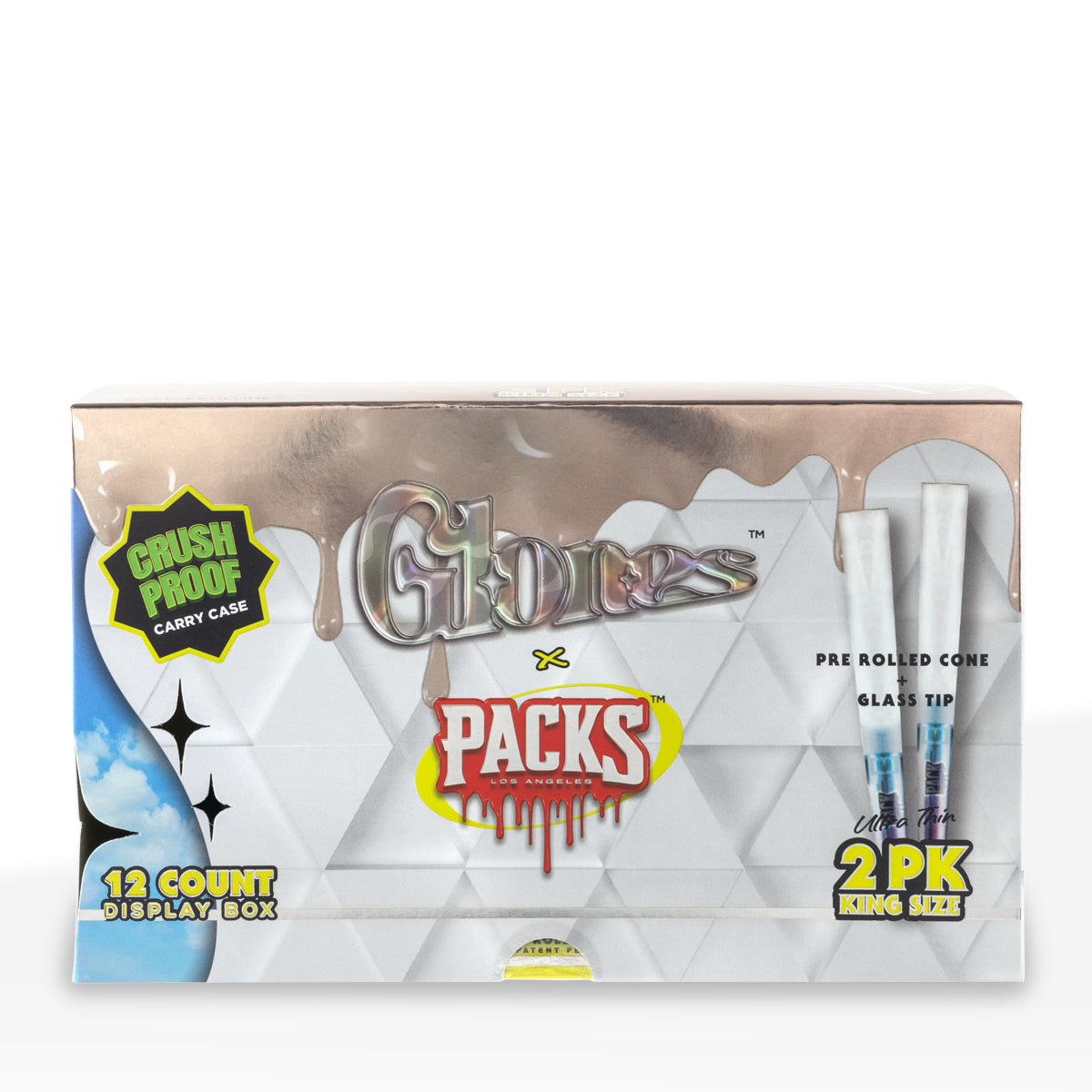 Glones x Packs Pre-Rolled King Size 2-Pack Cones w/ Glass Tip - 12 Count