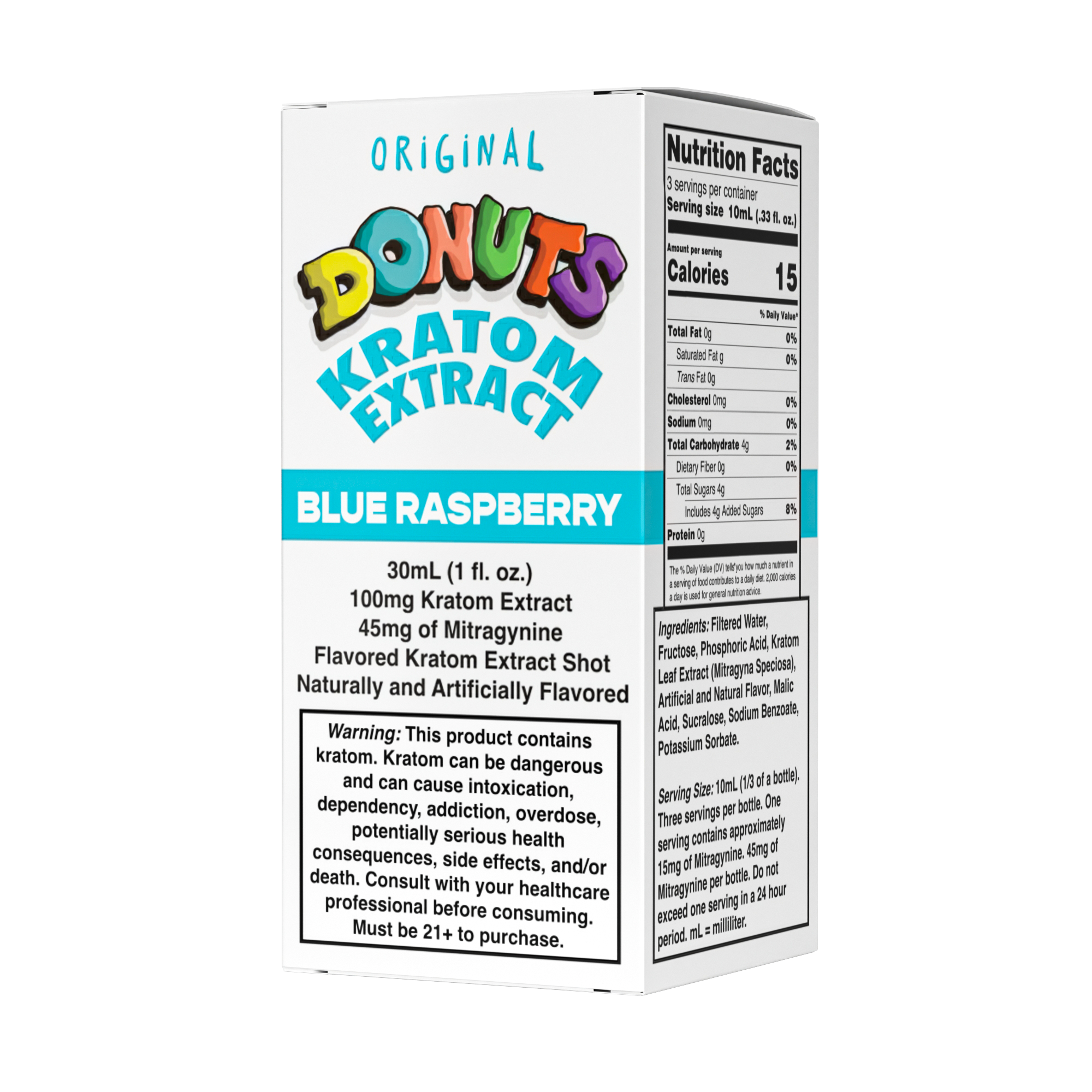 Donuts Kratom Shot - Blue Raspberry 100mg 12 Count