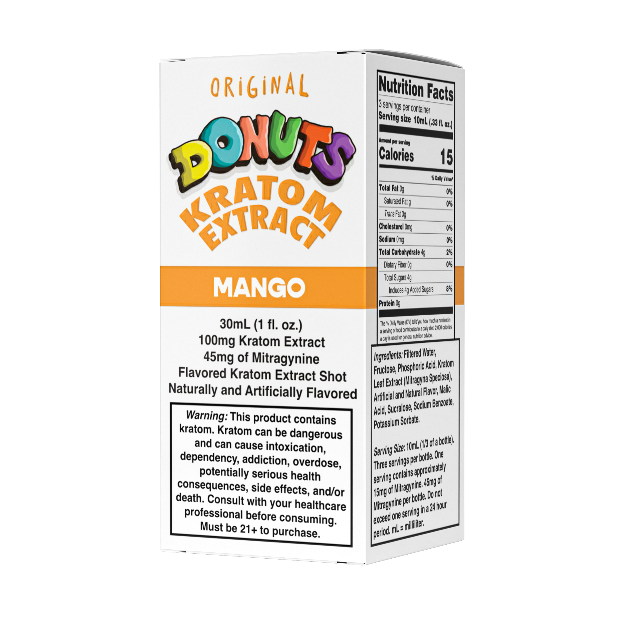 Donuts Kratom Shot - Mango 100mg 12 Count