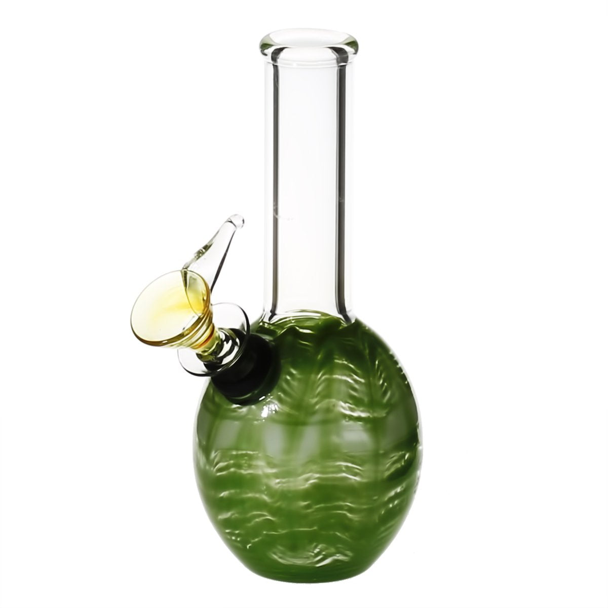 Glass Bubble Base Mini Bong with Colored Neck, 6 Inch