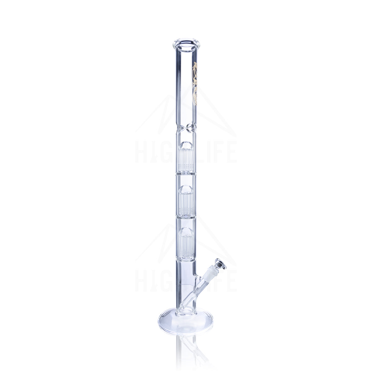 BIO Glass | Triple 10-Arm Tree Straight | 26" - 14mm - Gold Logo - smoke shop wholesale