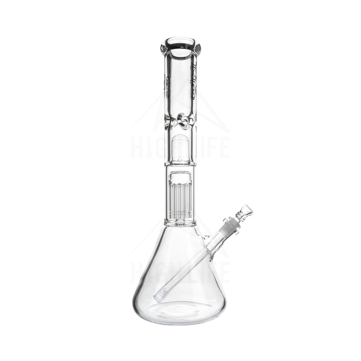 BIO Glass | 16" Single Chamber 10-Arm Tree + Splash Guard Heavy Beaker | 50mm x 9mm - Black - marijuana bong shop