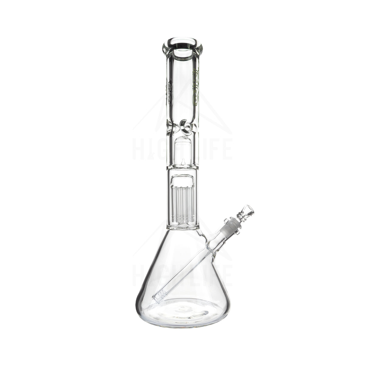 BIO Glass | 16" Single Chamber 10-Arm Tree + Splash Guard Heavy Beaker | 50mm x 9mm - Green - marijuana accessories