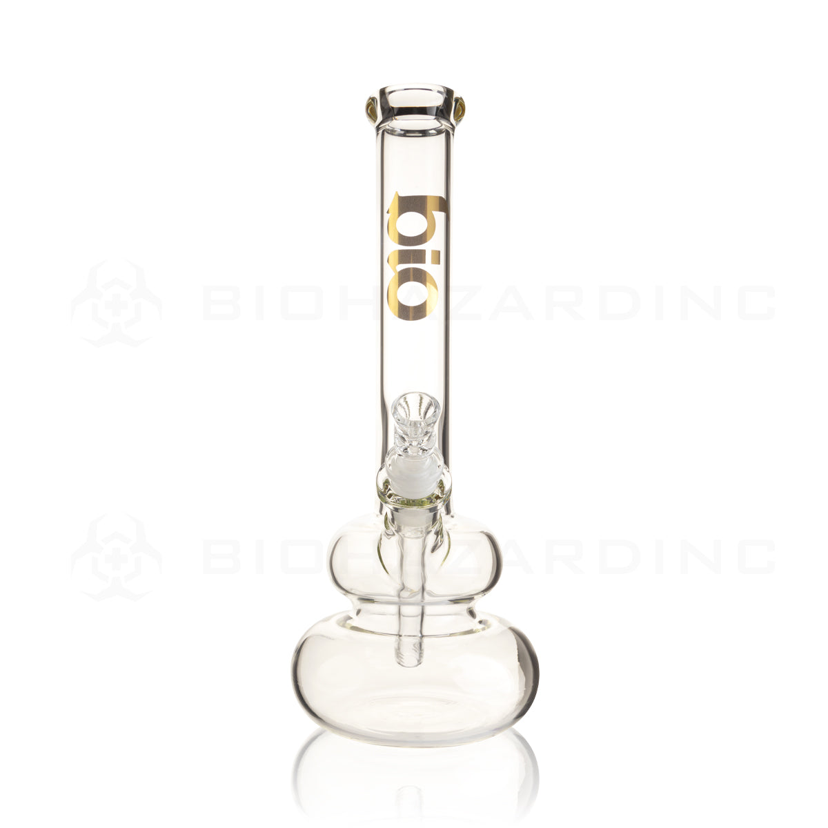 BIO Glass | 12" Classic Double Bubble Water Pipe | 38mm x 4mm - Gold