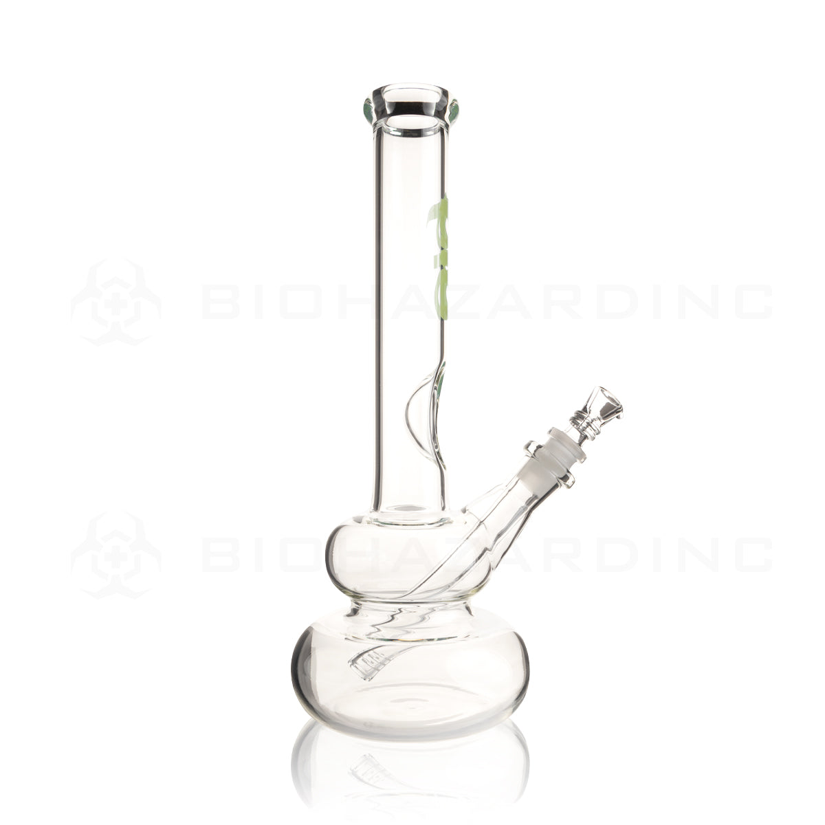 BIO Glass | 12" Classic Double Bubble Water Pipe | 38mm x 4mm - Green Logo