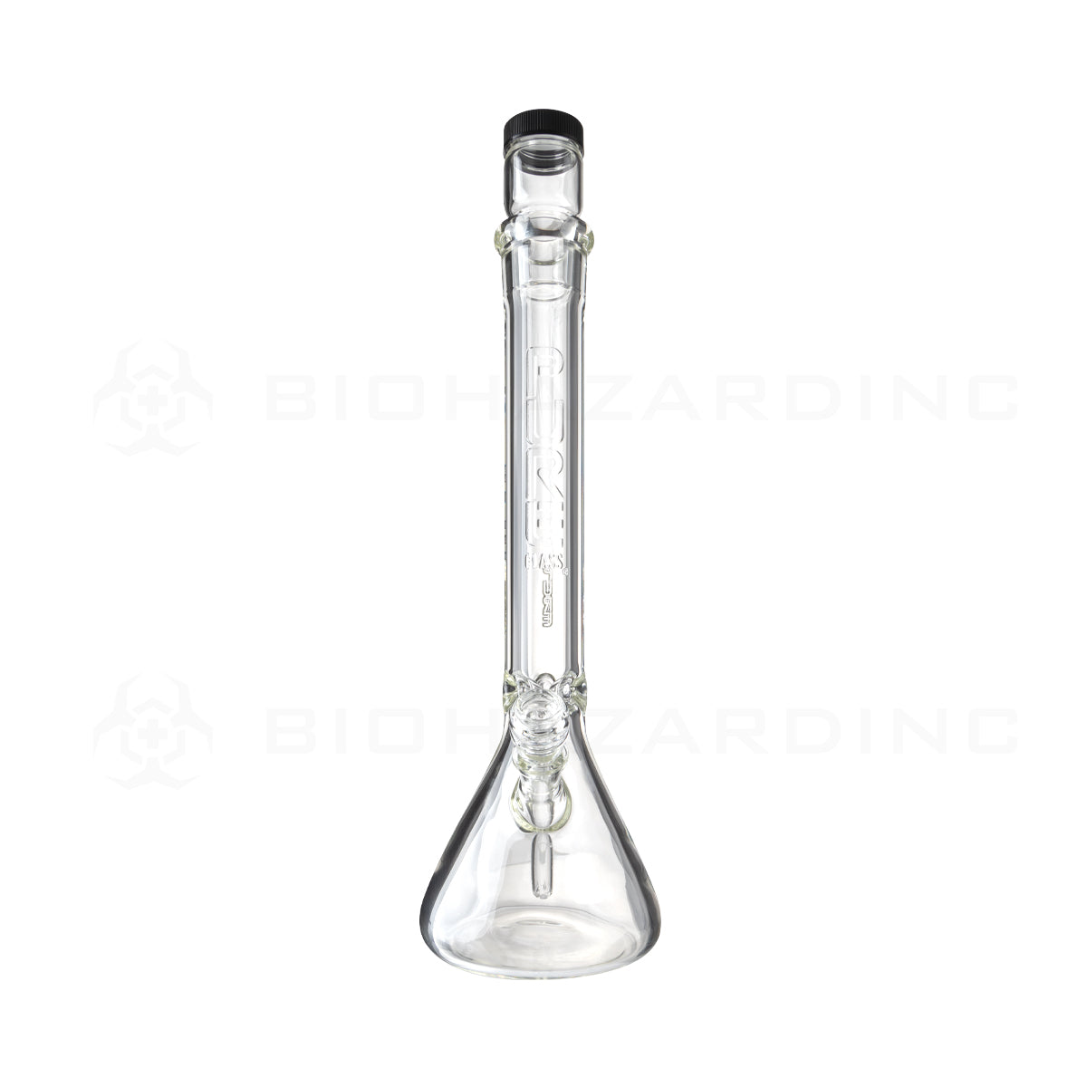 PURE Glass | 18" Duplex Heavy Glass Beaker Water Pipe | 50mm X 9mm + Stackable Nug Jar