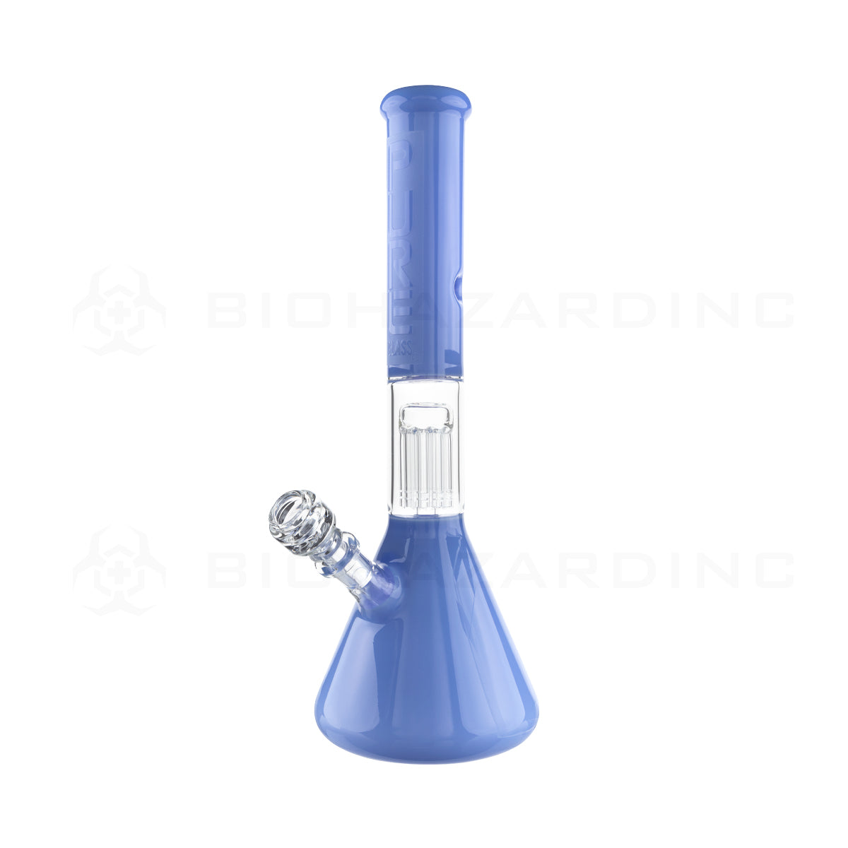 PURE Glass | 16" Single Chamber 10-Arm Tree Percolator + Splash Guard Beaker Waterpipe | Periwinkle - 50mm x 5mm