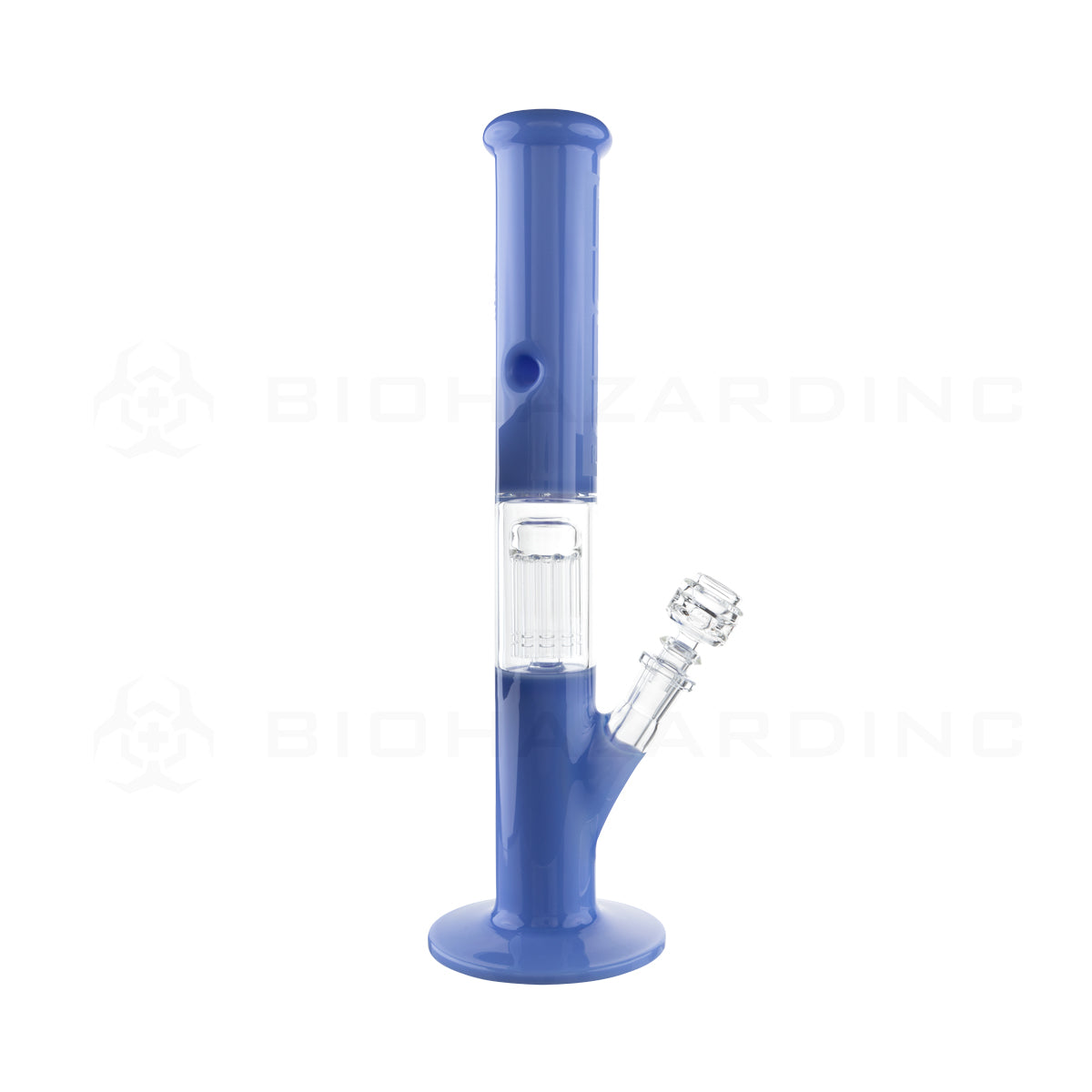 PURE Glass | 16" Single Chamber 10-Arm Tree Percolator + Splash Guard Straight Waterpipe | 50mm x 5mm - Periwinkle