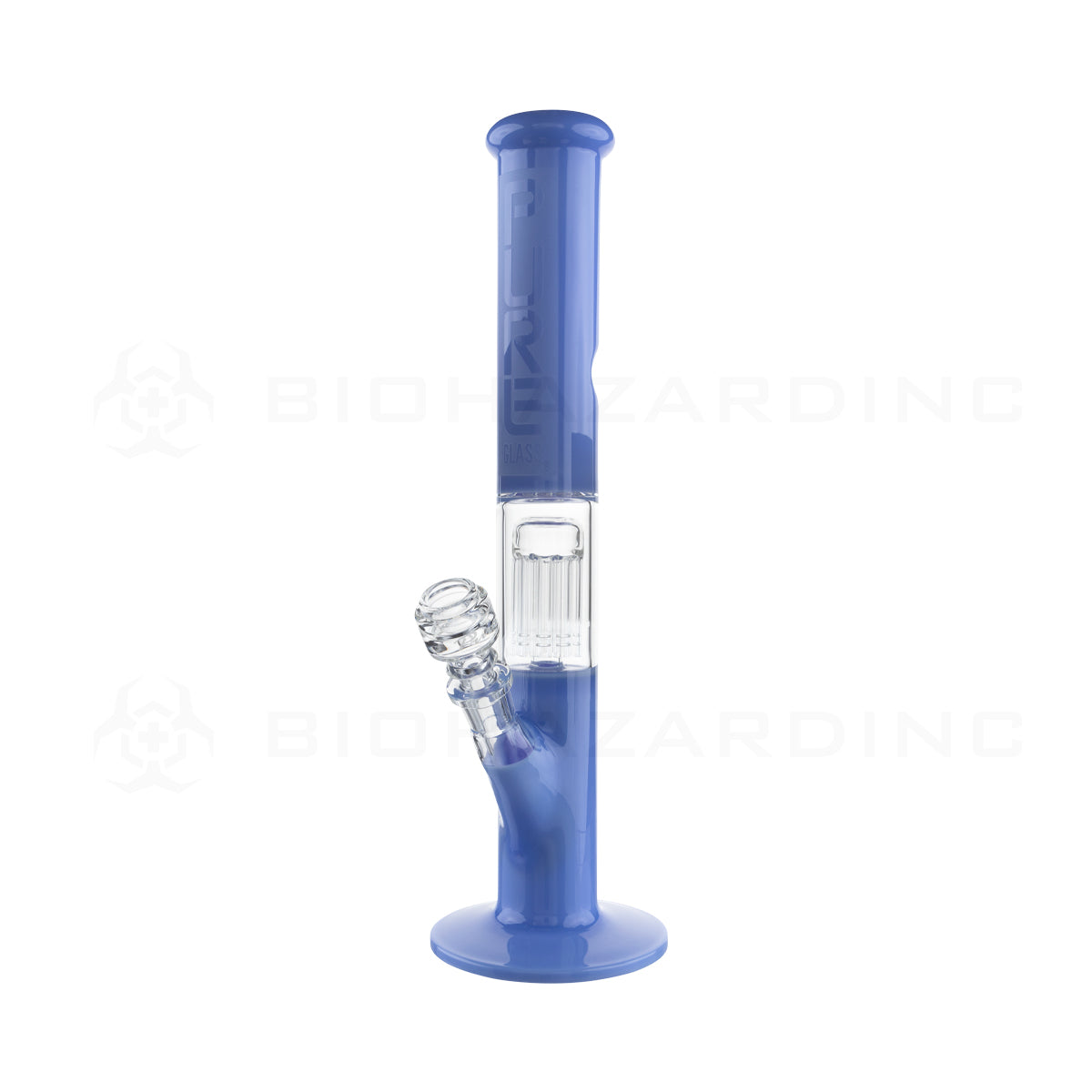 PURE Glass | 16" Single Chamber 10-Arm Tree Percolator + Splash Guard Straight Waterpipe | 50mm x 5mm - Periwinkle