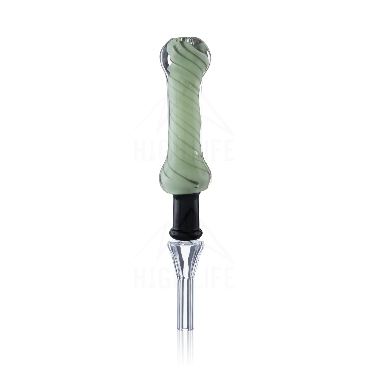 Nectar Collector w/ Quartz Tip | 10mm - Lime Green Spirals - marijuana smoke shop