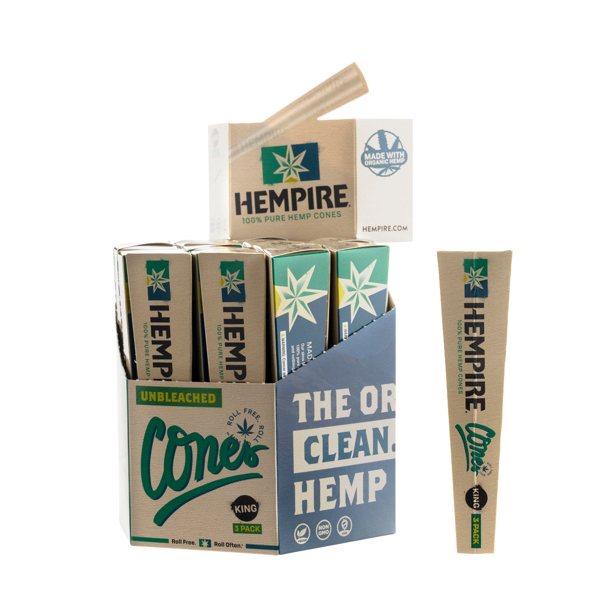 HEMPIRE UNBLEACHED CONES KING SIZE - 3/24 CT