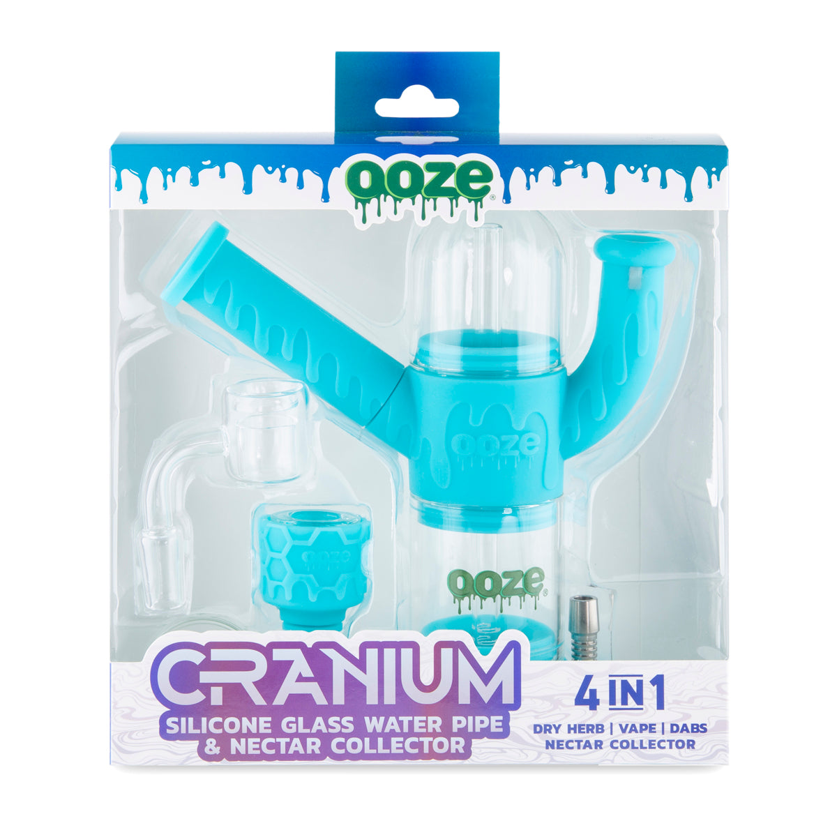 OOZE® 4-in-1 CRANIUM Hybrid Dab Rig Silicone Nectar Collector & Water Pipe